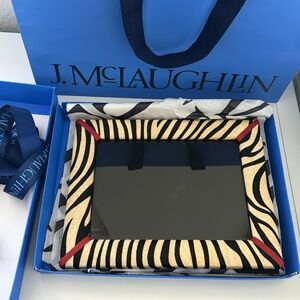 NWT! J.McLaughlin Pony Hair Leather Picture Frame Zebra Print